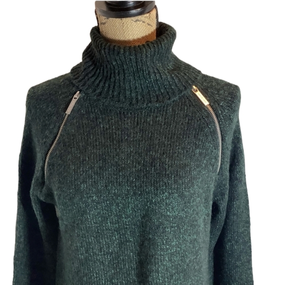 MICHAEL Michael Kors Sweaters - MICHAEL Kors Dark Emerald Green Turtleneck Zipper Sweater Size Midium